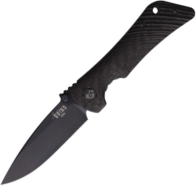 Southern Grind Spider Monkey CF Folding Knife 4.25in Closed 3.25in Black Oxide Coated Magnacut Steel Drop Point Blade Carbon Fiber Handle - Southern Grind