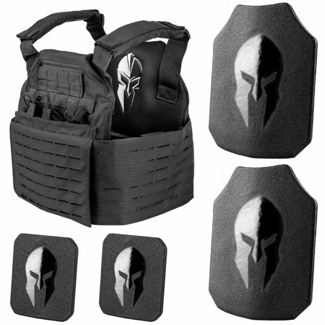 Spartan Armor Systems AR550 Level III+ Medium ESAPI Achilles Package 9.5in x 12.5in Single-Curved Encapsaloc Black SAAR55095x125SHSCFCPKGACBK