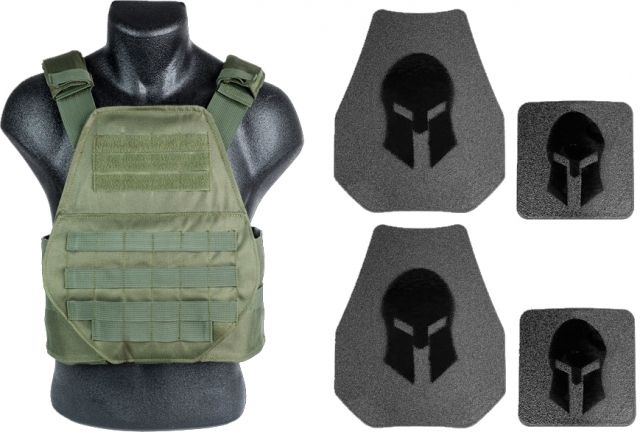 AR500 Body Armor Level III Spartan Shooters Package No Side Plates OD Green Medium-Extra Large - Spartan Armor Systems