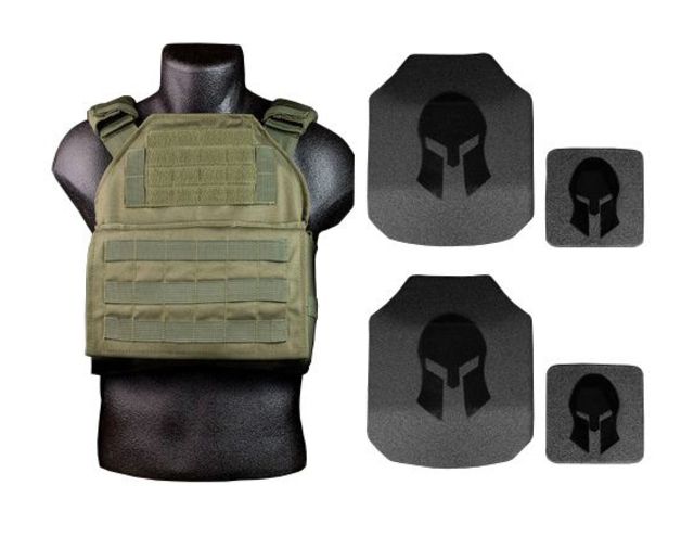 AR550 Level III+ Spartan Shooters Package No Side Plates OD Green Medium-Extra Large - Spartan Armor Systems