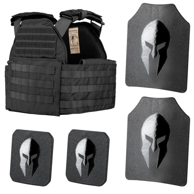 Spartan Armor Systems Omega AR500 Body Armor And Sentinel Plate Carrier Package Small/Extra Large Black Adjustable - Spartan Armor Systems