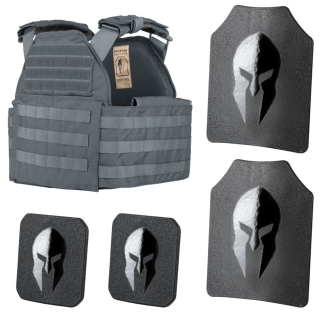 AR500 Body Armor Level III Sentinel Package Gunmetal Gray Adjustable - Spartan Armor Systems