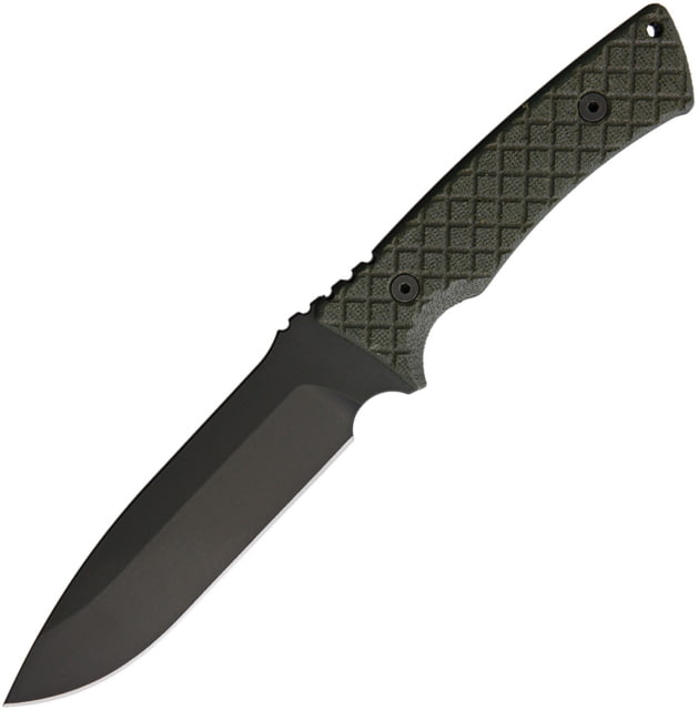 Spartan Blades Damysus Fixed Blade Green Knife 5.5" black powder coated 1095 Cro-Van carbon steel OD green canvas micarta handle