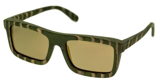 Spectrum Garcia Wood Sunglasses Green Zebra Frame Gold Lens One Size - Spectrum