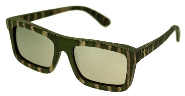 Spectrum Garcia Wood Sunglasses Green Zebra Frame Silver Lens One Size - Spectrum