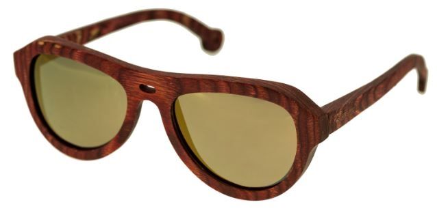Spectrum Keaulana Wood Sunglasses Cherry Frame Gold Lens Cherry/Gold One Size - Spectrum