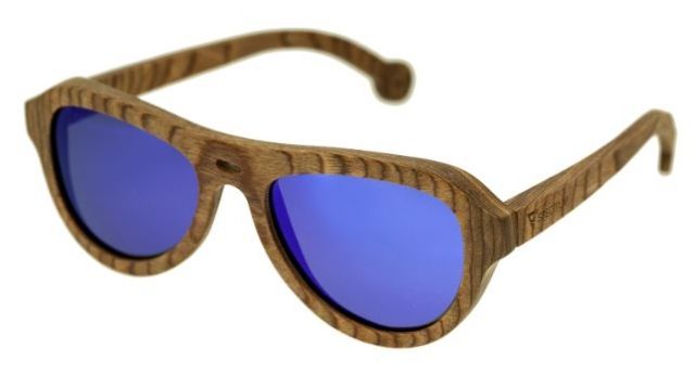 Spectrum Marzo Wood Sunglasses Brown Frame Blue Lens Brown/Blue One Size - Spectrum