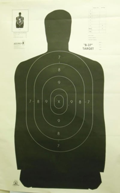 Speedwell Targets Official NRA Police Qualification Silhouette Police Silhouette - Black - 50 yd. 24x45in 100/Pack B 27 FSA - Speedwell Targets