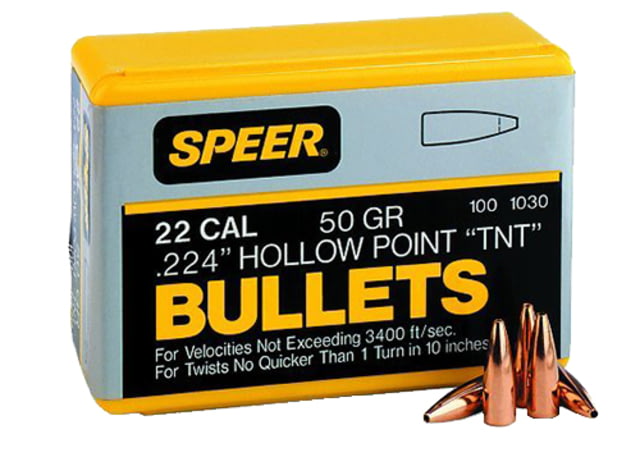 Speer Speer TNT .224 50 Grain Jacketed Hollow Point Rifle Bullet 100 - $29.99 at Optics Planet