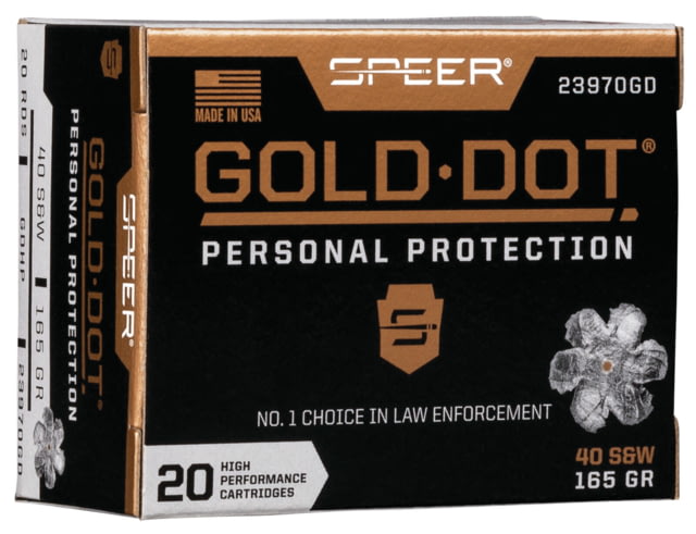 er Gold Dot Personal Protection .40 S&W 165 Grain Gold Dot Hollow Point Centerfire Pistol 20 Rounds Ammo