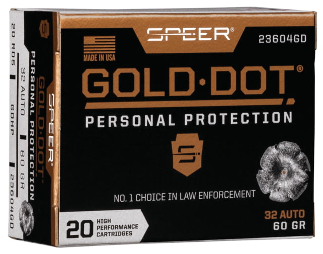 Speer Gold Dot .32 ACP 60 Grain Gold Dot Hollow Point Centerfire Pistol Ammo 20 Rounds er Gold Dot .32 ACP 60 Grain Gold Dot Hollow Point Centerfire Pistol 20 Rounds Ammo