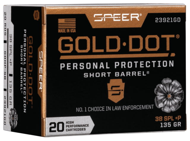 er Gold Dot .38 Special P 135 Grain Gold Dot Hollow Point Short Barrel Centerfire Pistol 20 Rounds Ammo