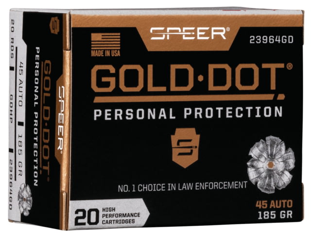 er Gold Dot .45 ACP 185 Grain Hollow Point Centerfire Pistol 20 Rounds Ammo