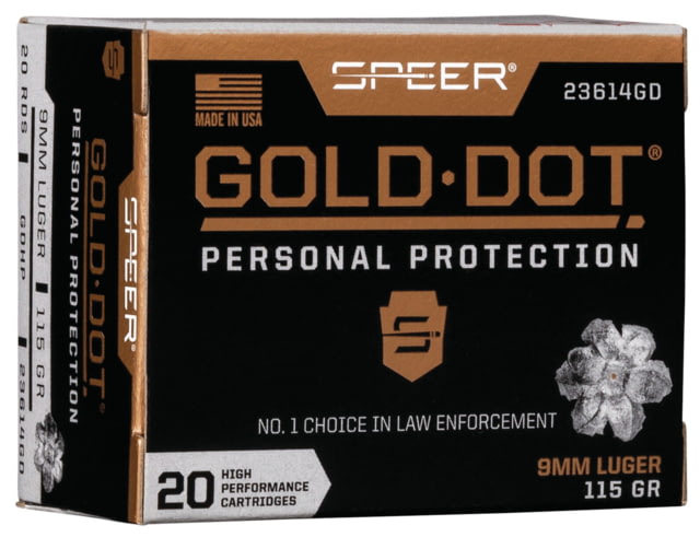 Speer Gold Dot 9 mm Luger 115 Grain Hollow Point Centerfire Pistol Ammo 20 Rounds