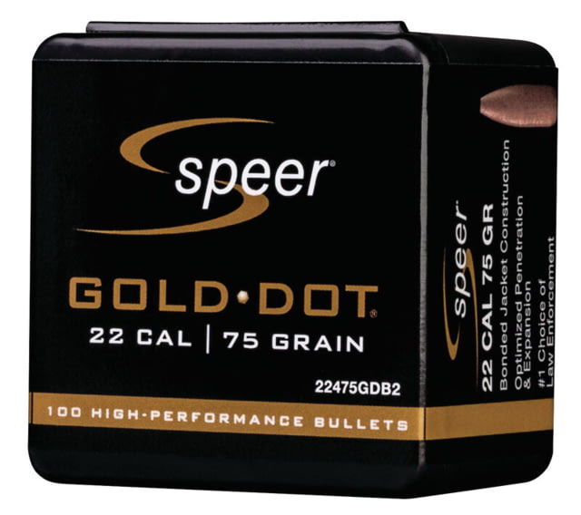Speer Gold Dot Rifle Component Bullet .224 75 Grain Soft Point Rifle Bullet 100