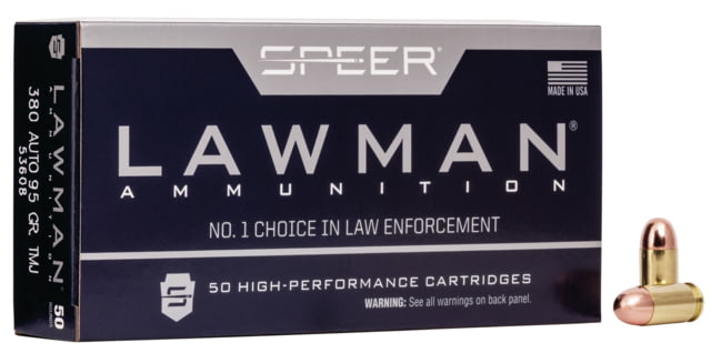 er Lawman Training .380 ACP 95 Grain Total Metal Jacket Centerfire Pistol 50 Rounds Ammo