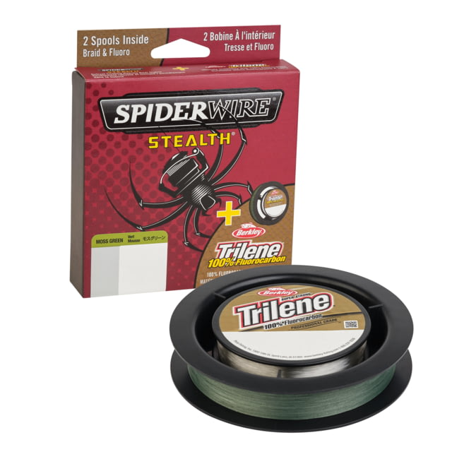 Spiderwire Stealth Trilene 100percent Fluorocarbon Dual Superline 0.008in/0.20mm 10lb/4.5kg 125yd/114m 4lb Moss Green/Clear