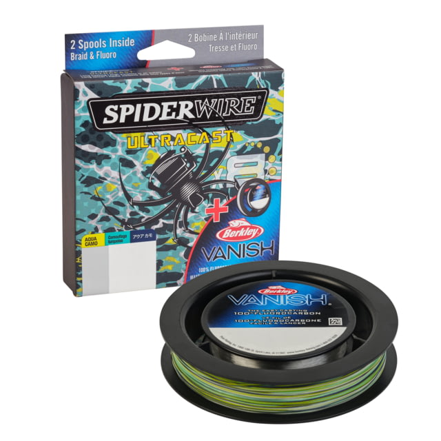 Spiderwire Ultracast Vanish Dual Spool Superline 0.007in/0.19mm 30lb/13.6kg 164yd/150m 10lb Aqua Camo/Clear
