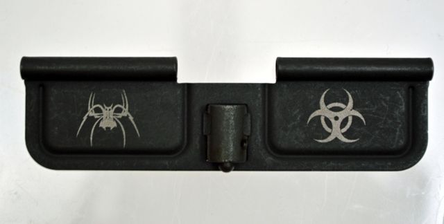 Spikes Tactical Ejection Port Door with Spider and Bio Hazard Engraving Black - Spikes Tactical