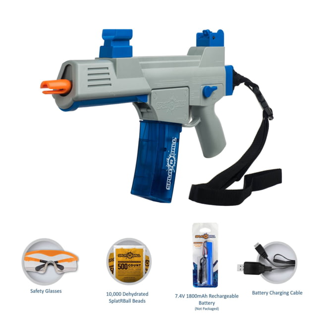 SPLAT R Ball SUB400-ROW Full/Semi Auto Electric Rechargeable Soft Water Bead Blaster Kit Blue/Gray - Splat R Ball