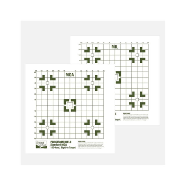 Sport Ridge PRECISION RIFLE SIGHT-IN TARGET MOA & MIL - 16 X 16 25 PK 0631AD30 SPO - Sport Ridge
