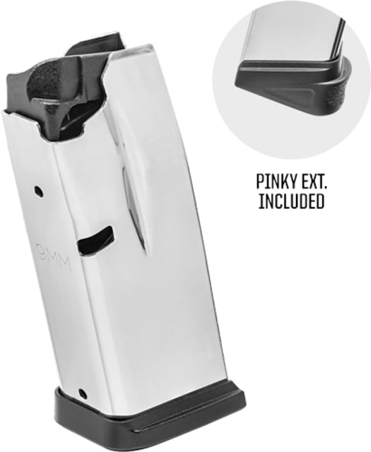 ingfield Armory Hellcat 9mm Luger 10 Round Pistol Magazine W/Finger Extension Silver 1 Pack Steel 10RD Ammo