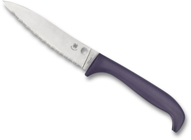 Spyderco 6.97in Counter Puppy SpyderEdge Kitchen Knife, 3.48in 7CR17 Satin Leaf Blade, Plastic Purple Handle, K20SPR