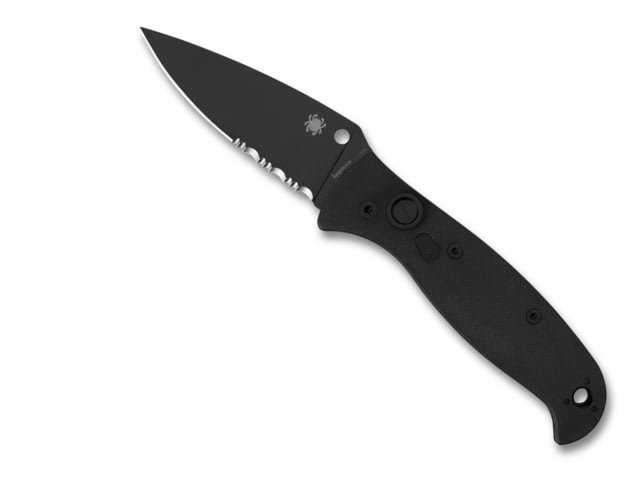 Spyderco Autonomy 2 All Black Automatic Folding Knife 3.5in Blade LC200N Steel CombinationEdge Black - Spyderco