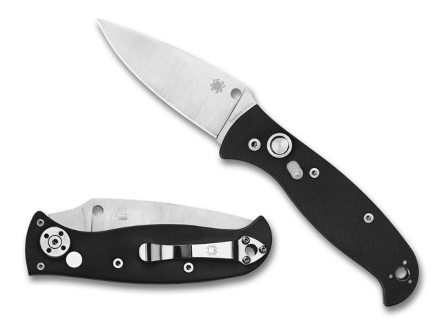 Spyderco Autonomy 2 Automatic Folding Knife 3.5in LC200N Steel Satin Finish Leaf Blade G-10 Steel Black Handle