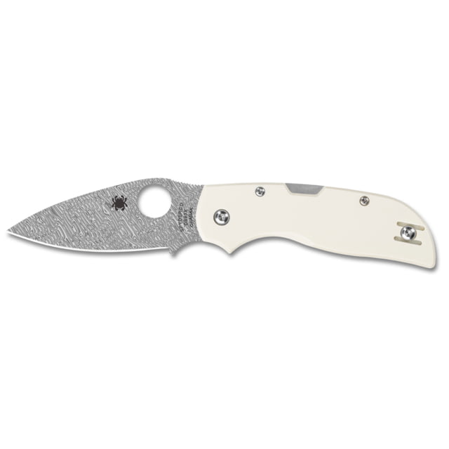 Spyderco Chaparral Folding Knife 2.8in Damasteel Leaf Blade G10 Ivory Handle - Spyderco