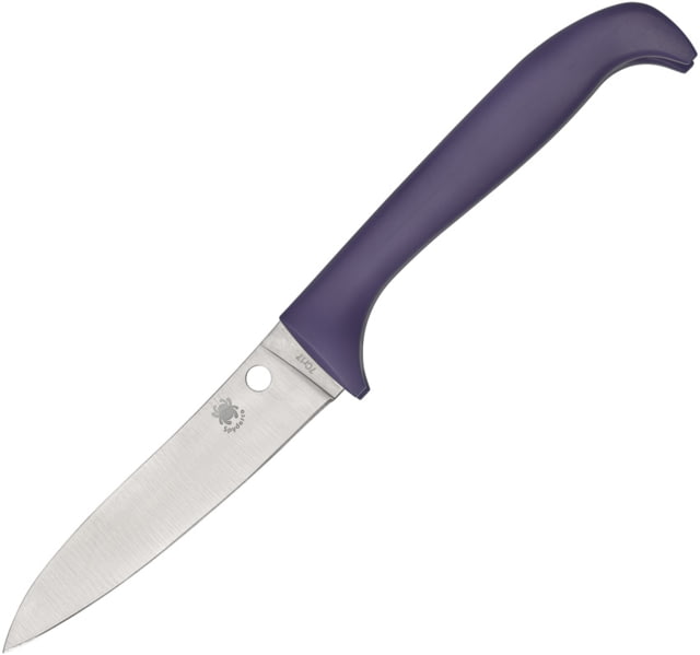 Spyderco Counter Critter Kitchen Knife 4in 7Cr17 Drop Point Plain Blade Purple Plastic Handle - Spyderco