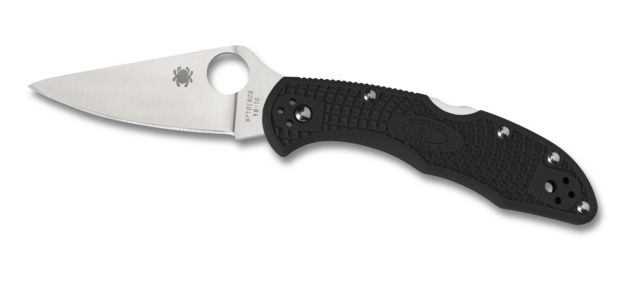 Spyderco Delica4 Lightweight Folding Knife 2.88in VG-10 Leaf Flat Ground PlainEdge FRN Black Handle