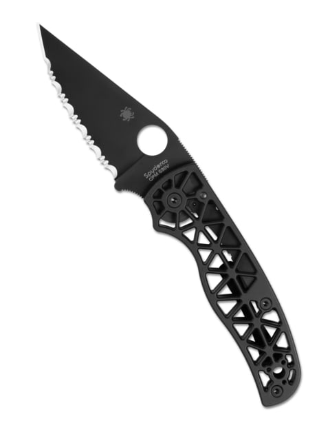 Spyderco Edgerati Folding Knife 3.57in CPM S30V DLC Clip Point Aluminum Black Handle - Spyderco