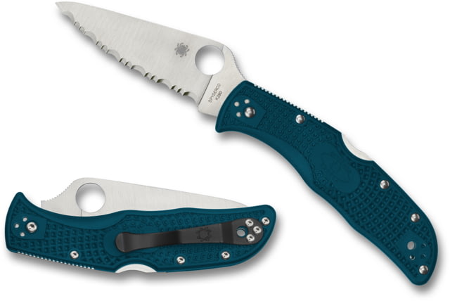 Spyderco Endela Lightweight Folding Knife 3.41in K390 Drop Point Serrated FRN Blue Handle
