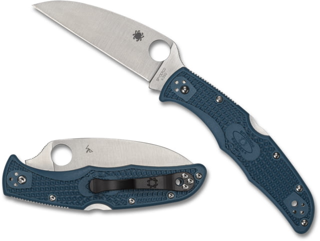 Spyderco Endura 4 Lightweight Blue Wharncliffe K390 Folding Knife 3.78in K390 Steel Plain Blade Blue FRN Handle - Spyderco