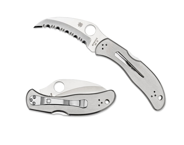 Spyderco Harpy Folding Knife 2.75in VG-10 Satin Hawkbill Blade Stainless Steel Stainless Handle