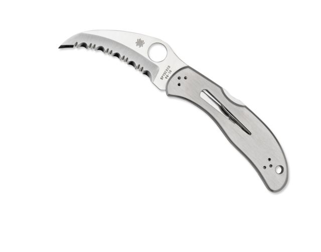 Spyderco Harpy Folding Knife 2.75in VG-10 Serrated Hawkbill Blade Stainless Steel Handle