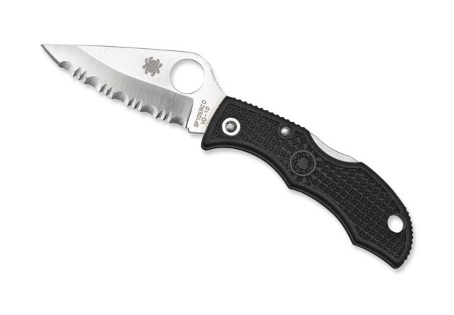 Spyderco Ladybug 3 Folding Knife 1.9in VG-10 Clip Point Serrated Blade FRN Black Handle