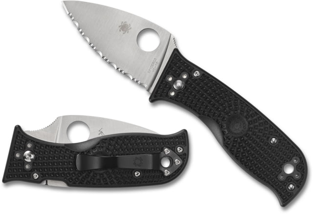 Spyderco Lil' Temperance 3 Lightweight by Sal Glesser Folding Knife 2.92in VG-10 Steel Plain Blade Leaf Blade FRN Black Handle