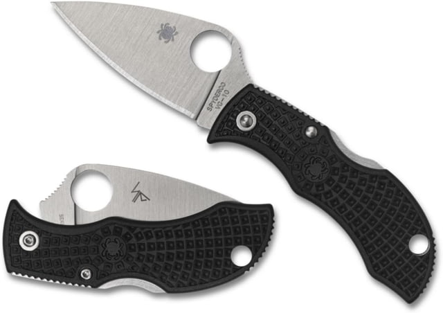 Spyderco Manbug Folding Knife 1.9in VG-10 Leaf Blade Plainedge Black Blade FRN Black Handle