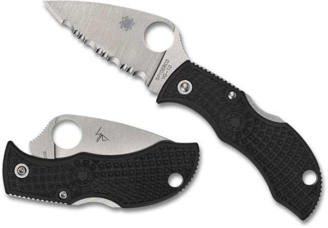Spyderco Manbug Folding Knife 1.9in VG-10 Black Coated Leaf Blade Spyderedge FRN Black Handle