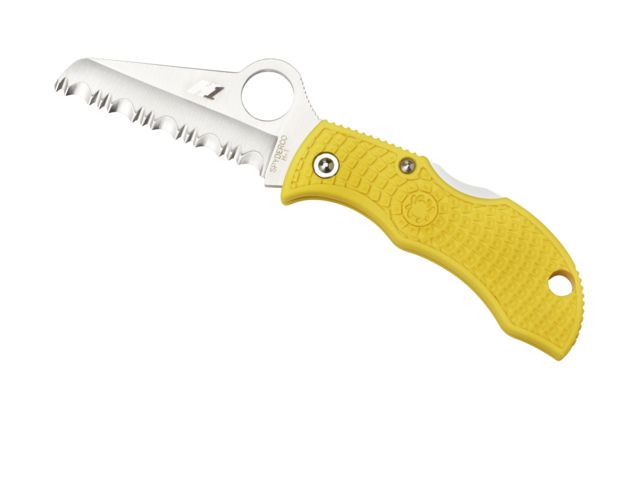 Spyderco Salt Manbug Folding Knife 1.9in H1 Sheepsfoot Blade FRN Yellow Handle