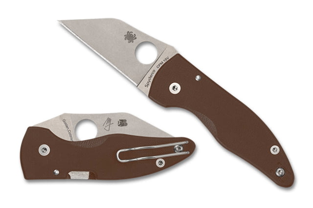 Spyderco MicroJimbo Folding Knife 2.45in CPM 15V Wharncliffe G-10 Brown Handle - Spyderco