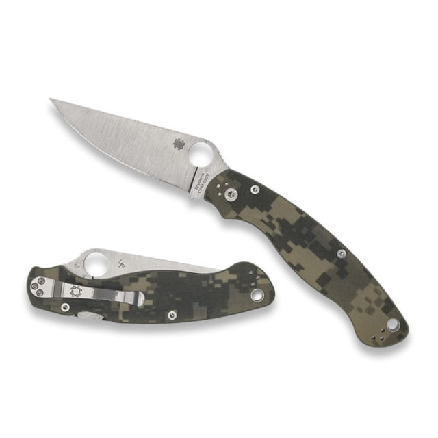 Spyderco Military 2 Folding Knife by Sal Glesser 4in CPM S30V Steel Plain Blade Camo G-10 Handle