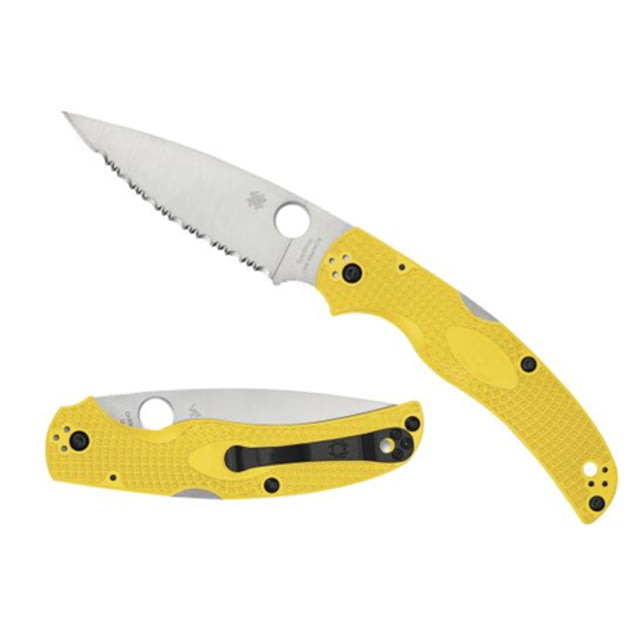 Spyderco Native Chief Folding Knife 4.02in CPM MagnaCut Drop Point Blade Serrated Edge FRN Yellow Handle SPY
