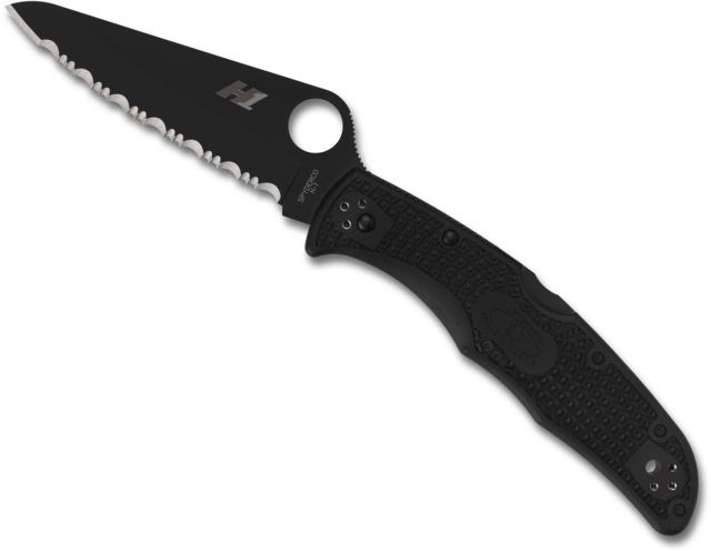 Spyderco Pacific Salt 2 Folding Knife 3.78in H-1 FRN Serrated Black - Spyderco