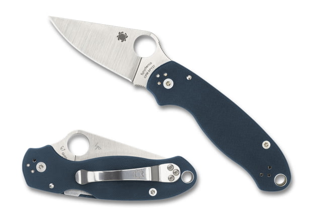 Spyderco Para 3 Folding Knife 2.92in CPM SPY27 Steel Clip Point Blade G10 Cobalt Blue Handle
