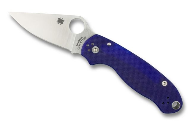 Spyderco Para 3 Folding Knife 2.95in CPM S110V Clip Point Blade Satin Finish Plain Edge G-10 Dark Blue Handle