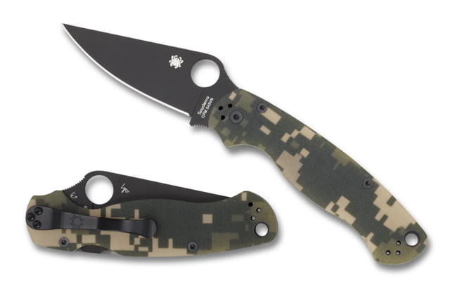 Spyderco ParaMilitary 2 Folding Knife 3.45 in CPM S45vn Camo G-10 Handle PlainEdge Black Blade