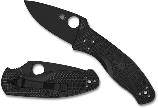 Spyderco Persistence Lightweight Folding Knife 2.75in 8Cr13MoV Steel Black Coated PlainEdge Drop Point Blade FRN Black Handle
